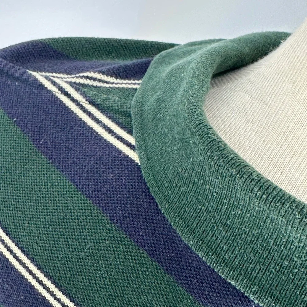 Polo Ralph Lauren XL Striped Short Sleeve Polo Shirt Green Navy Y2K Preppy Rugbt